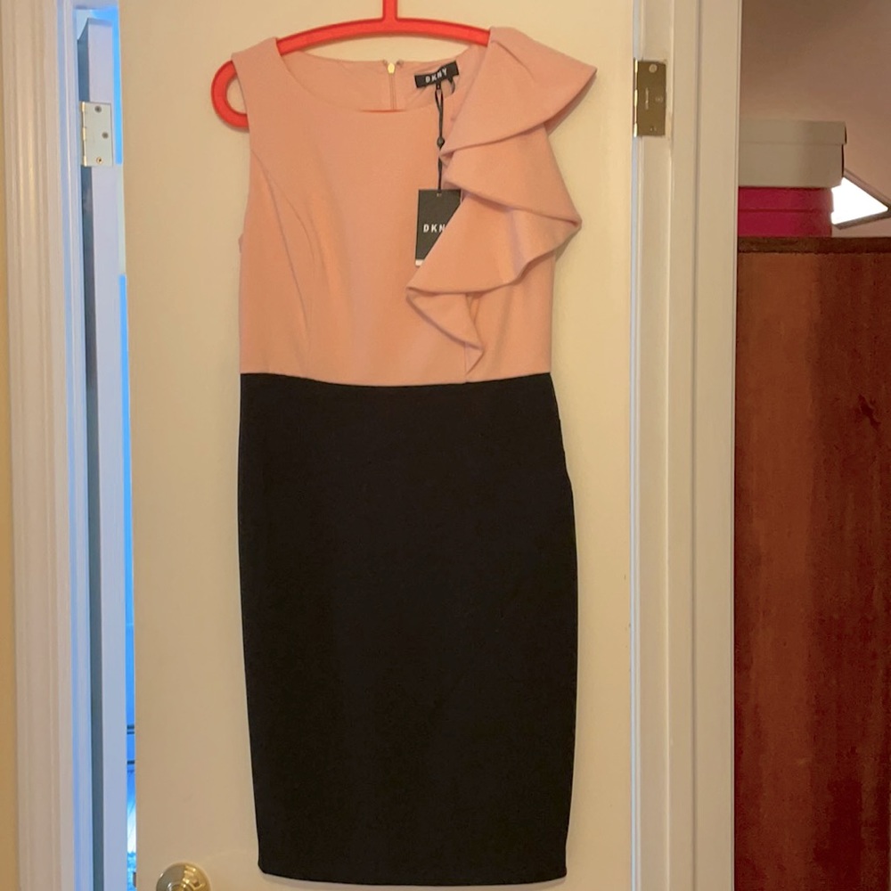 NWT occasion dress. Light pink and black fitted